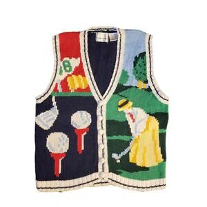 Alexandra Bartlett Vintage Golf Knit Sweater Vest Retro Women's size Small vtg